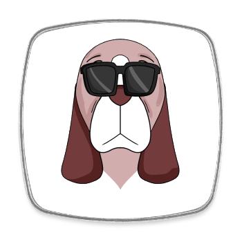 Basset Hound dog dogs - Square fridge magnet - white - Front