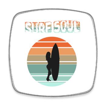 Surfer silhouette with sunset - Square fridge magnet - white - Front