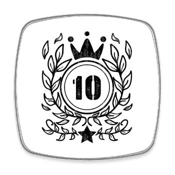 10 Jahre alt Krone - 10 Geburtstag - Viereckiger Kühlschrankmagnet - Weiß - Vorne