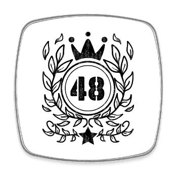48 - Born year Year of birth 1948 - Square fridge magnet - white - Front