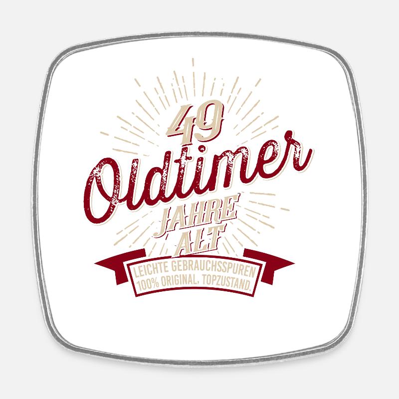 49. Geburtstag Oldtimer - Viereckiger Kühlschrankmagnet - Weiß