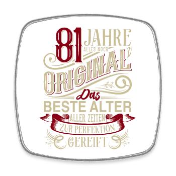 81. Geburtstag Vintage Retro - Viereckiger Kühlschrankmagnet - Weiß - Vorne