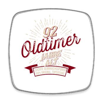 92. Geburtstag Oldtimer - Viereckiger Kühlschrankmagnet - Weiß - Vorne