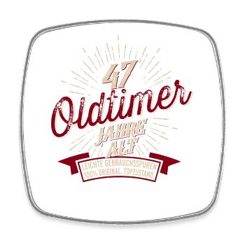 47. Geburtstag Oldtimer - Viereckiger Kühlschrankmagnet - Weiß - Vorne