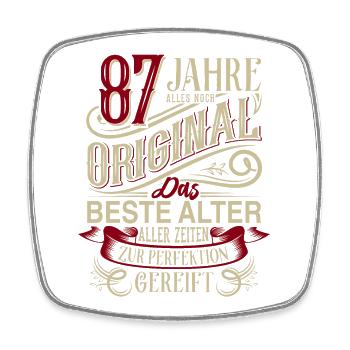 87. Geburtstag Vintage Retro - Viereckiger Kühlschrankmagnet - Weiß - Vorne