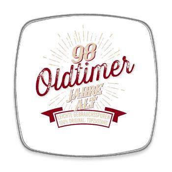 98. Geburtstag Oldtimer - Viereckiger Kühlschrankmagnet - Weiß - Vorne