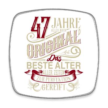 47. Geburtstag Vintage Retro - Viereckiger Kühlschrankmagnet - Weiß - Vorne