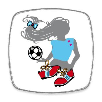 Fußballgirl, Frauenfussball - Viereckiger Kühlschrankmagnet - Weiß - Vorne