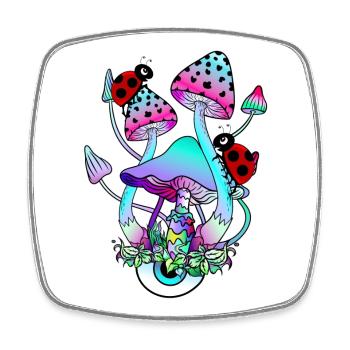 Magic Mushrooms Marienkäfer Psychedelic Pilzkunst - Viereckiger Kühlschrankmagnet - Weiß - Vorne