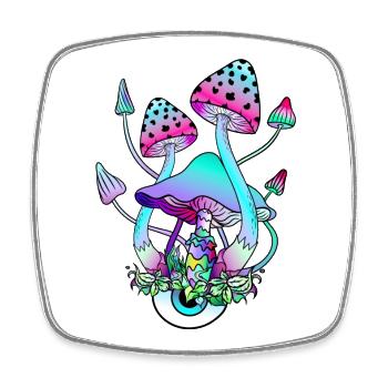 Magic Mushrooms Psychedelische Pilz Augen Kunst - Viereckiger Kühlschrankmagnet - Weiß - Vorne
