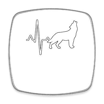 Wolf Herzschlag - Viereckiger Kühlschrankmagnet - Weiß - Vorne