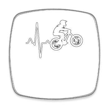 Mountain bike heartbeat - Square fridge magnet - white - Front