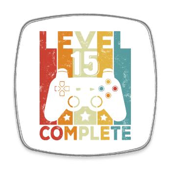 Level 15 Complete 15 Geburtstag Junge Mädchen - Viereckiger Kühlschrankmagnet - Weiß - Vorne