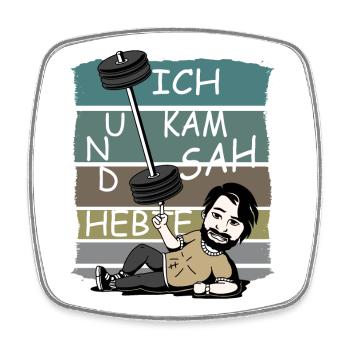 Ich kam sah und Hebte - Viereckiger Kühlschrankmagnet - Weiß - Vorne