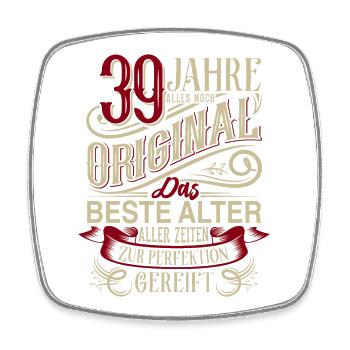 39. Geburtstag Vintage Retro - Viereckiger Kühlschrankmagnet - Weiß - Vorne