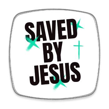 Saved by Jesus - Square fridge magnet - white - Front