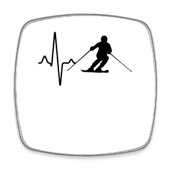 Battement de cœur de ski - Magnet carré - blanc - Devant