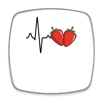 Battement de cœur à la fraise - Magnet carré - blanc - Devant