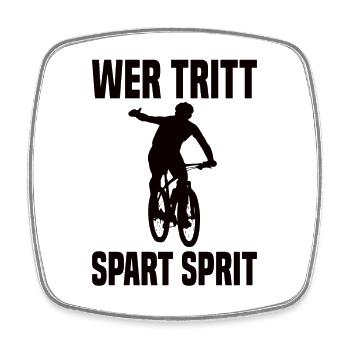 Wer Tritt Spart Sprit Lustiger Fahrrad Spruch - Viereckiger Kühlschrankmagnet - Weiß - Vorne