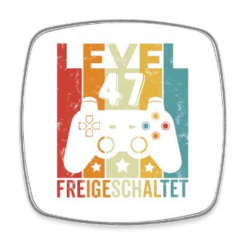 Level 47 Freigeschaltet Geburtstag Mann Frau Gamer - Viereckiger Kühlschrankmagnet - Weiß - Vorne