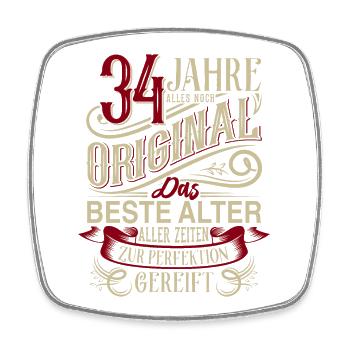 34. Geburtstag Vintage Retro - Viereckiger Kühlschrankmagnet - Weiß - Vorne