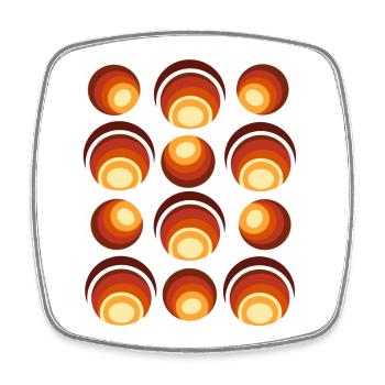 70er Jahre Retro Kugel Muster Orangebraun - Viereckiger Kühlschrankmagnet - Weiß - Vorne