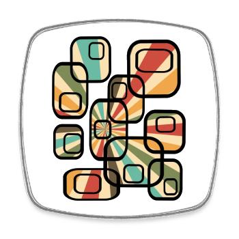 70s wallpaper pattern cuboid retro pattern - Square fridge magnet - white - Front