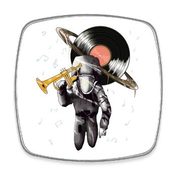 Galactic Music Astronaut with Turntable - Square fridge magnet - white - Front