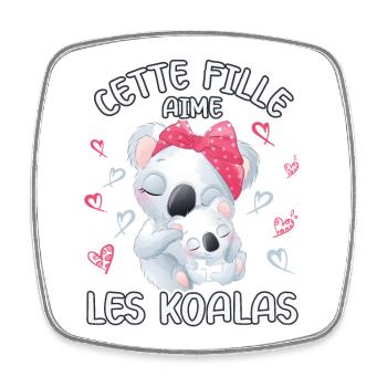 Dieses Mädchen Liebt Koalas - Viereckiger Kühlschrankmagnet - Weiß - Vorne