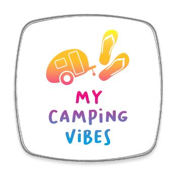 Camping Vibes Quote Caravan Wohnmobil Verlauf Fan - Viereckiger Kühlschrankmagnet - Weiß - Vorne