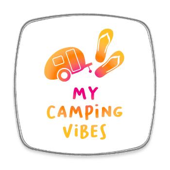 Camping Vibes Quote Verlauf Flip Flops Fan Caravan - Viereckiger Kühlschrankmagnet - Weiß - Vorne