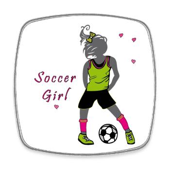 Soccer Girl, Fußball - Viereckiger Kühlschrankmagnet - Weiß - Vorne