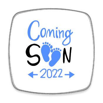 Coming Soon 2022 Baby Schwangerschaft - Viereckiger Kühlschrankmagnet - Weiß - Vorne