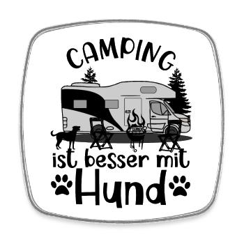 Camping ist besser mit Hund Hundeliebhaber Urlaub - Viereckiger Kühlschrankmagnet - Weiß - Vorne