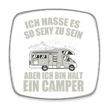 Cooles Camper Reisemobil Fun Shirt - Viereckiger Kühlschrankmagnet - Weiß - Vorne