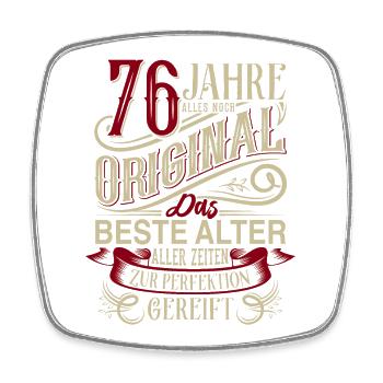 76. Geburtstag Vintage Retro - Viereckiger Kühlschrankmagnet - Weiß - Vorne
