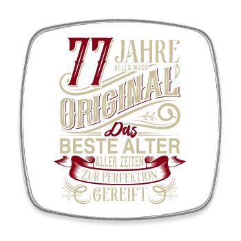 77. Geburtstag Vintage Retro - Viereckiger Kühlschrankmagnet - Weiß - Vorne