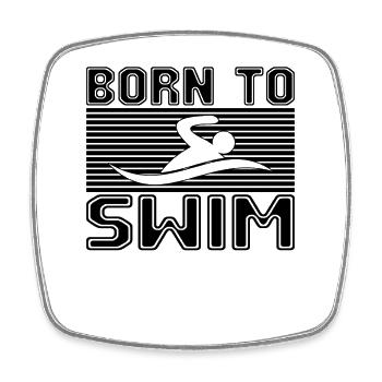 Schwimmen - Viereckiger Kühlschrankmagnet - Weiß - Vorne