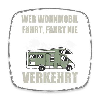Cooles Camper Wohnmobil Reisemobil Fun Shirt - Viereckiger Kühlschrankmagnet - Weiß - Vorne
