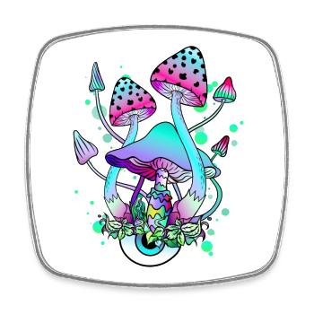 Champignons Magiques Goa Psy Trance Mushroom Art - Magnet carré - blanc - Devant