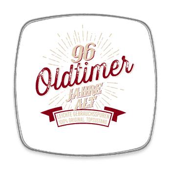 96. Geburtstag Oldtimer - Viereckiger Kühlschrankmagnet - Weiß - Vorne