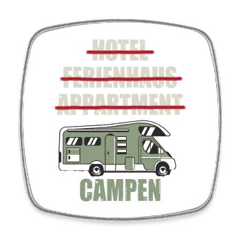 Cooles Camper Reisemobil Fun Shirt - Viereckiger Kühlschrankmagnet - Weiß - Vorne