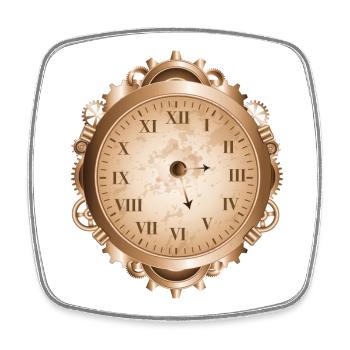 Steampunk watch in antique look with gears - Square fridge magnet - white - Front