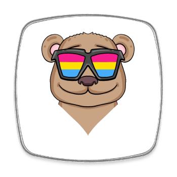 Pansexual Bear - Bear with Glasses - Square fridge magnet - white - Front