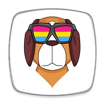 Chien Pansexuel St. Bernard - Chien avec lunettes - Magnet carré - blanc - Devant
