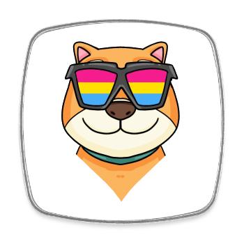 Pansexual Shiba Inu Dog - Dog with Glasses - Square fridge magnet - white - Front