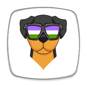 Genderqueer Chien Lgbt Rottweiler - Magnet carré - blanc - Devant