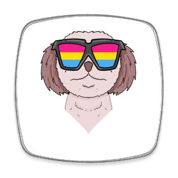 Pansexual Shih Tzu Dog - Dog with Glasses - Square fridge magnet - white - Front