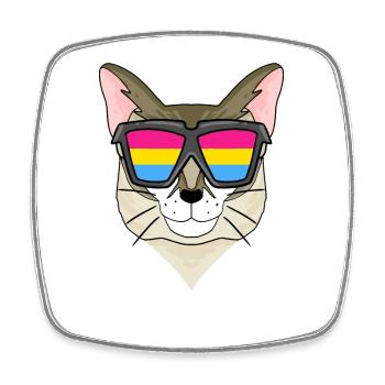 Pansexuell Singapura - Katze mit Brille - Viereckiger Kühlschrankmagnet - Weiß - Vorne