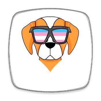Transgender Epagneul Breton Dog - Dog with Glasses - Square fridge magnet - white - Front